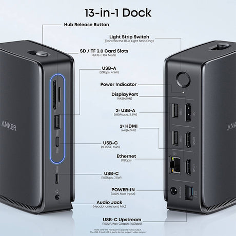 Hub Anker Nano (A83C3311), 13-in-1, 100W, Negru