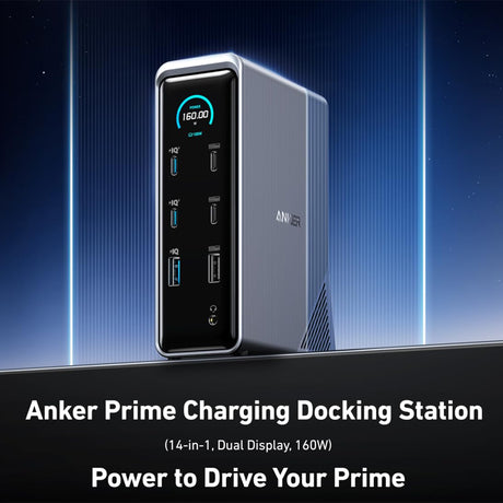Hub Anker Prime 737 (A83B63A1), 14in1 160W, Dual Display 4K, Negru