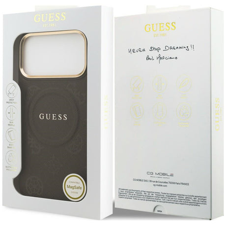 Husa de protectie Guess Saffiano compatibil cu iPhone 18 Pro Max / iPhone 17 Pro Max, Maro