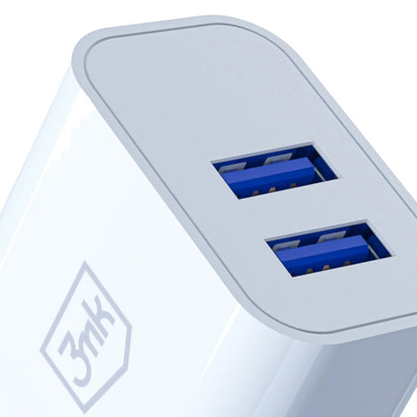 Încărcător de priză 3mk FlowPower alb, cu 2x USB