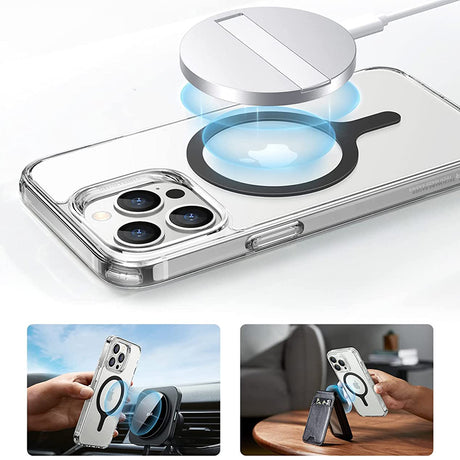 Suport ESR Adapter HaloLock (set de 2), Compatible with MagSafe Wireless Charging, Universal Phone Ring for Samsung, iPhone, Negru