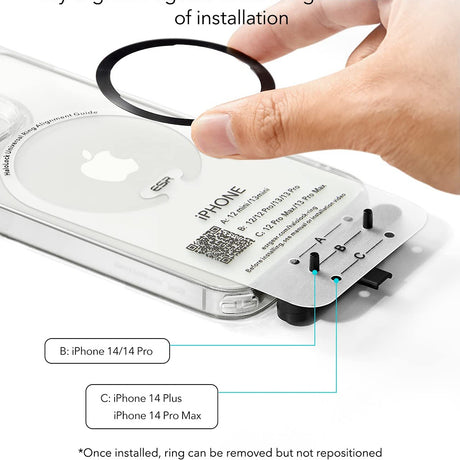 Suport ESR Adapter HaloLock (set de 2), Compatible with MagSafe, Universal Phone Ring for Samsung, iPhone, Negru /Silver