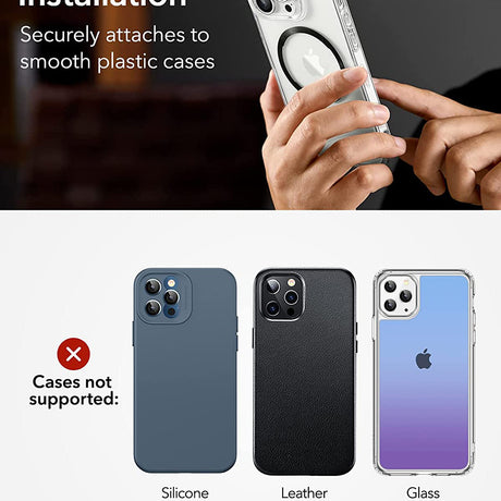 Suport ESR Adapter HaloLock (set de 2), Compatible with MagSafe, Universal Phone Ring for Samsung, iPhone, Negru /Silver