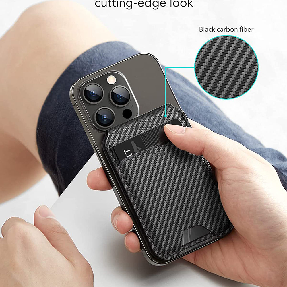 Suport ESR MagSafe HaloLock, Vegan Leather Wallet Stand, Carbon Fiber