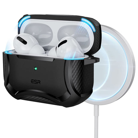 Casti ESR Cyber Armor Tough Case HaloLock, Apple AirPods Pro 1 / 2, Negru