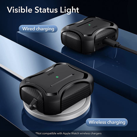 Casti ESR Cyber Armor Tough Case HaloLock, Apple AirPods Pro 1 / 2, Negru