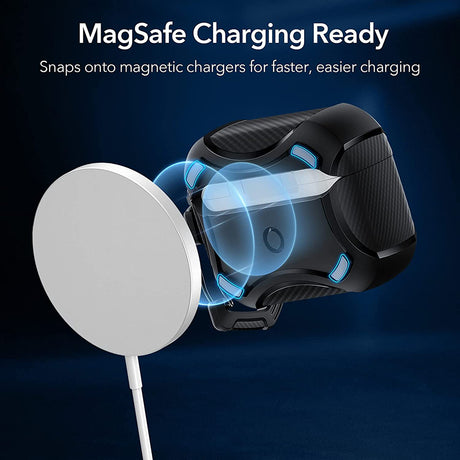 Casti ESR Cyber Armor Tough Case HaloLock, Apple AirPods Pro 1 / 2, Negru