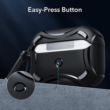 Casti ESR Cyber Armor Tough Case HaloLock, Apple AirPods Pro 1 / 2, Negru