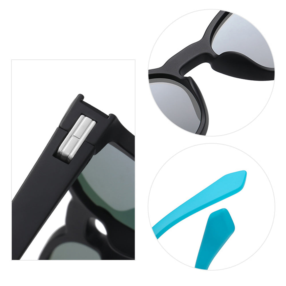 Techsuit Sunglasses Polarised TR90 (TR7545), UV Protection, Bright Black / Gri
