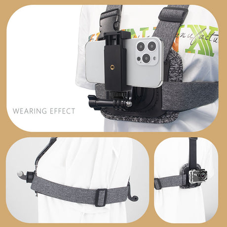 Suport Techsuit Camera (JX-002), for GoPro with Magnetic Base, Chest Wear, Gri