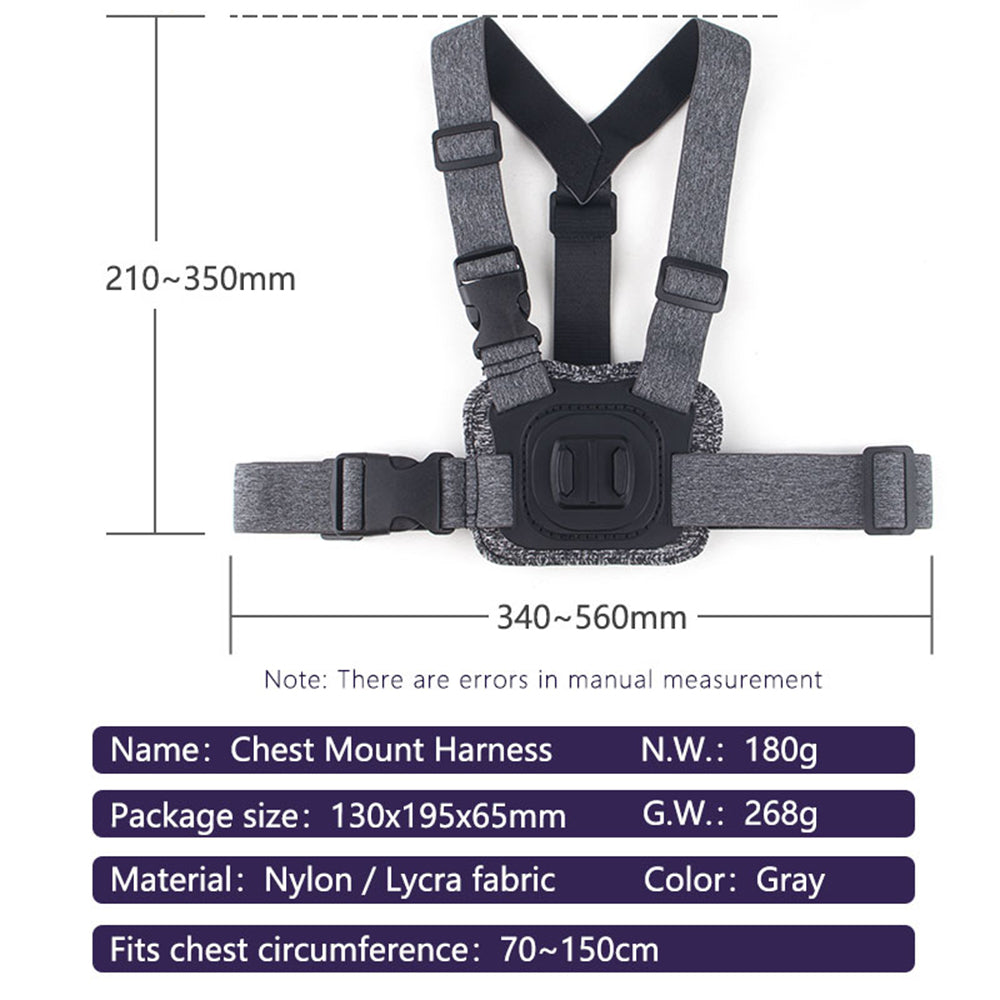 Suport Techsuit Camera (JX-002), for GoPro with Magnetic Base, Chest Wear, Gri