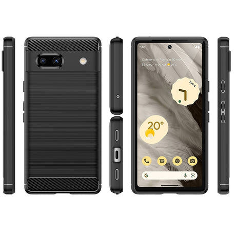 Husa de protectie Techsuit Carbon Silicone compatibil cu Google Pixel 7a, Negru