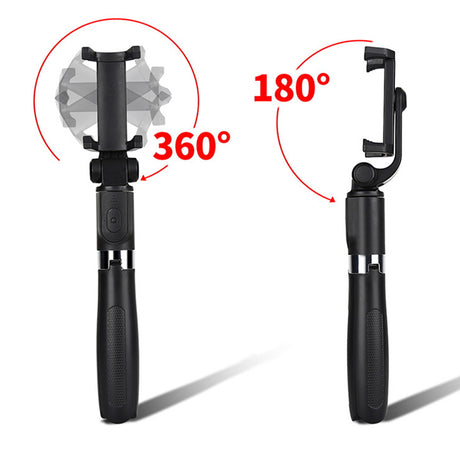 Suport Techsuit Selfie Stick (L01s), Tripod Stable Mount with Extendable Arm, Bluetooth Remote Control, 70cm, Negru