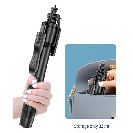 Suport Techsuit Selfie Stick (L16), Stable Tripod Mount, 1/4 Screw Interface, Wireless Remote, Balance Steady Shot, 157cm, Negru