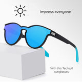 Techsuit Sunglasses Polarised TR90 (TR7545), UV Protection, Negru Mat / Blue Green