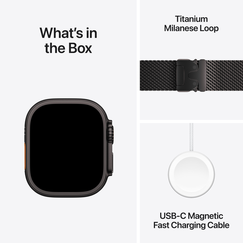 Apple Watch Ultra 2, GPS, Cellular, Carcasa Black Titanium 49mm, Black Titanium Milanese Loop