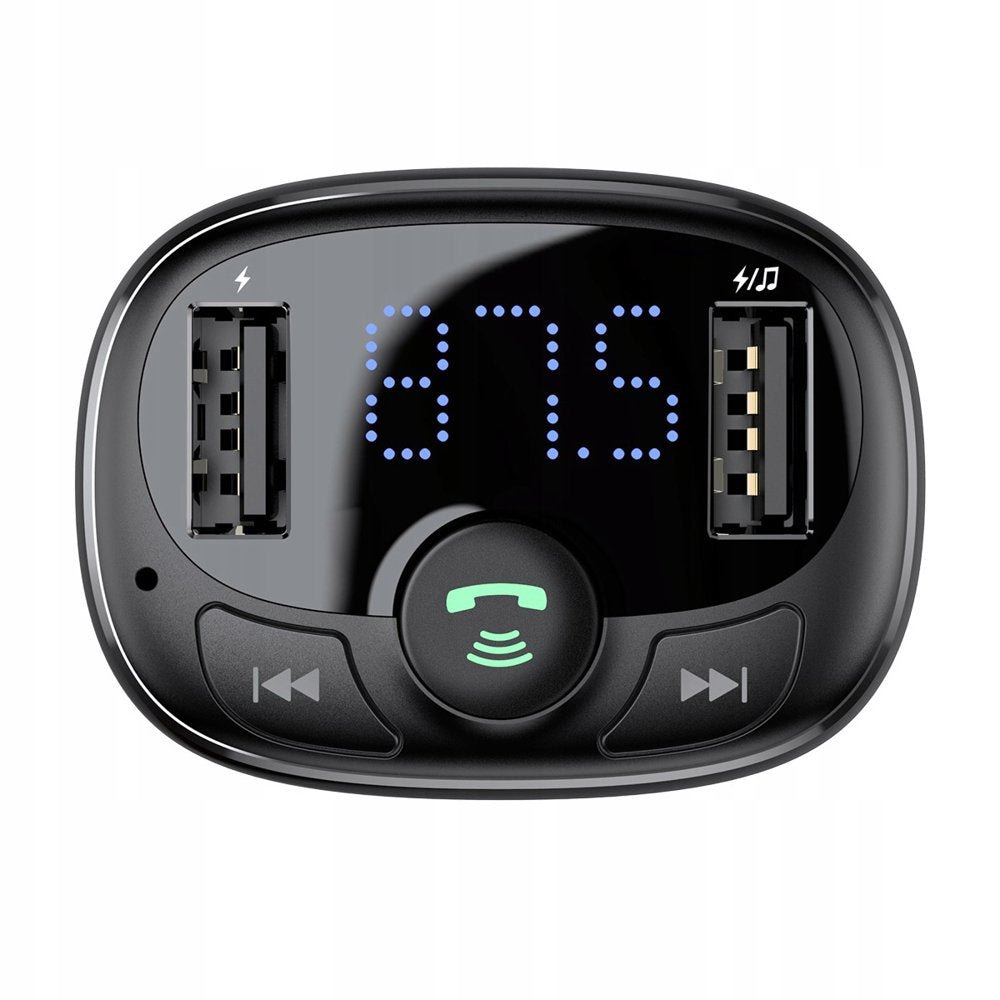 Gadget Baseus FM Modulator and Car Charger S-09A (CCMT000001), T Typed, 2xUSB-A with LED Display, Negru