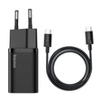 Incarcator Baseus Super Si (TZCCSUP-L01), Type-C Cable Included, USB-C, PD25W, 3A, 1m, Negru