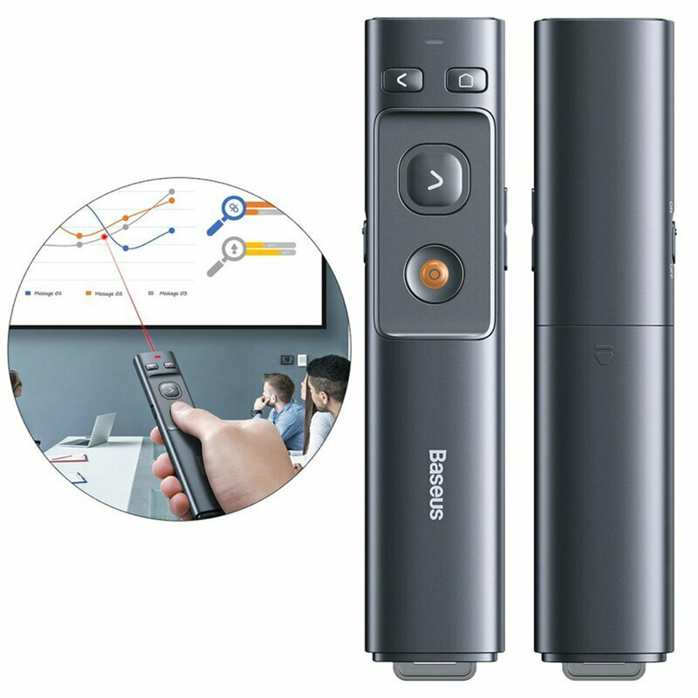 Gadget Baseus Wireless Laser Pointer (ACFYB-0G), with Remote Control Infrared System, for Windows/Mac, Magnet Design, Gri