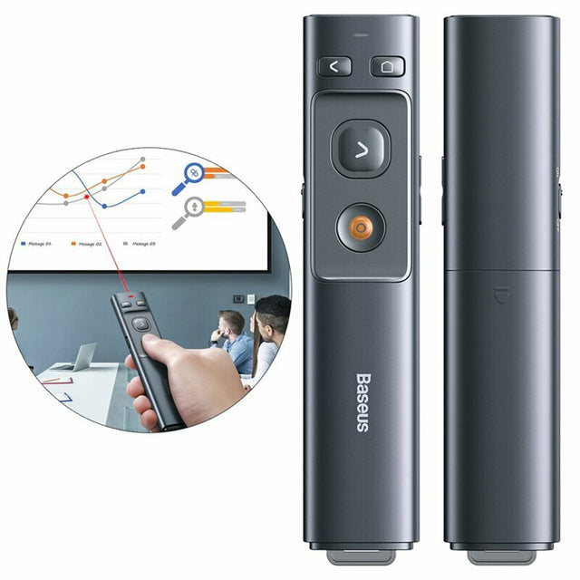Gadget Baseus Wireless Laser Pointer (ACFYB-0G), with Remote Control Infrared System, for Windows/Mac, Magnet Design, Gri