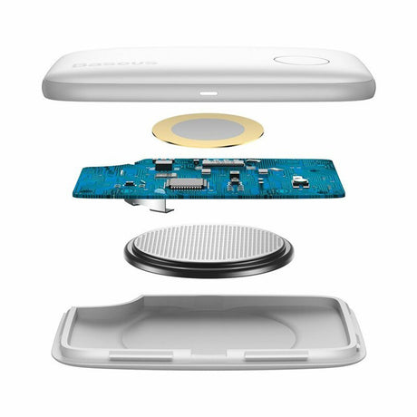 Gadget Baseus Object Finder T2 (ZLFDQT2-02), Anti-lost Device with Lanyard, Alerts, 75mAh, 90dB, Android / iOS, 37x25x6mm, Alb