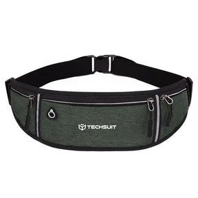 Techsuit Waist Bag (CWB3), with Belt for Recreational Activity, Fitness, Verde
