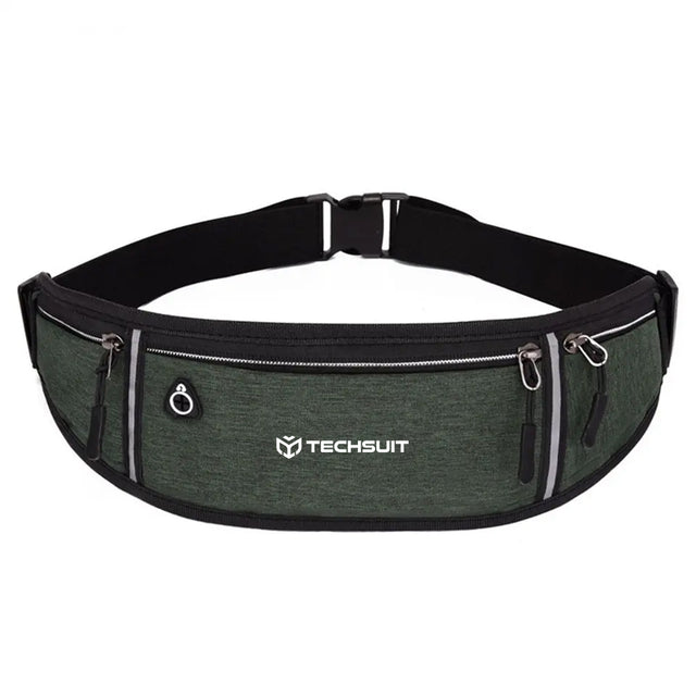 Techsuit Waist Bag (CWB3), with Belt for Recreational Activity, Fitness, Verde