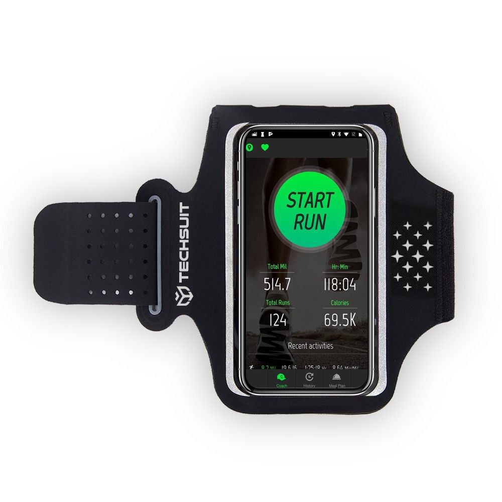 Techsuit Sports Armband (TH10), with Velcro, for Phones, max 6.5", Negru / Green