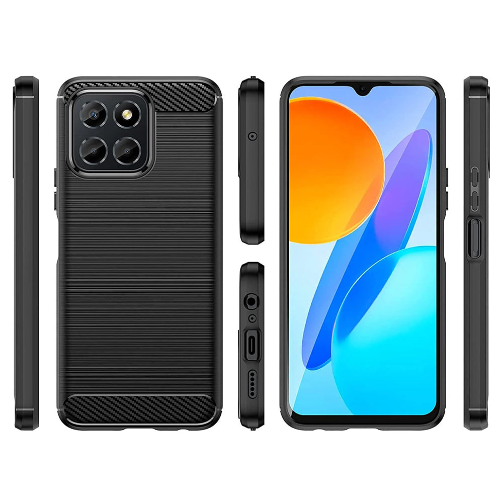 Husă Techsuit Carbon Silicone neagră pentru Honor X6, Honor X8 5G și Honor 70 Lite