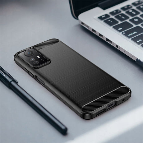 Husa de protectie Techsuit Carbon Silicone compatibil cu Xiaomi Redmi Note 12S, Negru