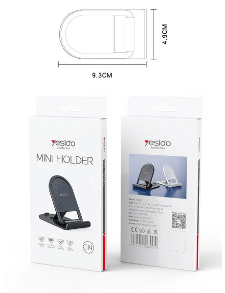 Suport Yesido Mini (C141), Angle Adjustable, Folding Design, Negru