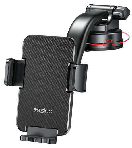 Suport Yesido (C172), for Windshield and Dashboard, 360 degree rotation, Negru