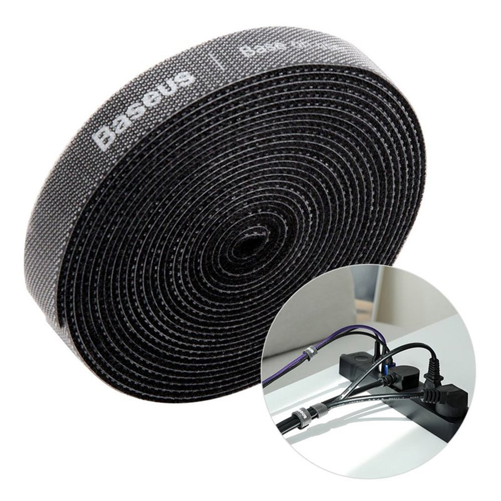 Gadget Baseus Cable Organizer (ACMGT-F01), 3M Velcro Adhesive Tape, Extra Strong, 3meters, Width 14mm, Indoor/Outdoor Use, Negru