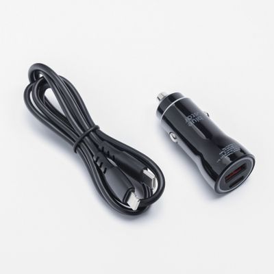 BLUE STAR încărcător auto 3A 25W Type C + USB A + cablu Type C la Lightning PD QC3.0 AFC PPS negru