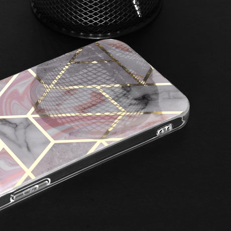 Husa de protectie Techsuit Marble Series compatibil cu iPhone 15 Pro Max, Roz Hex