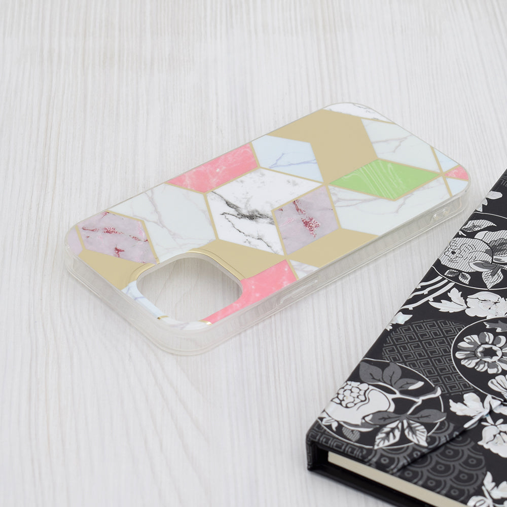 Husa de protectie Techsuit Marble Series compatibil cu iPhone 15, Mov Hex