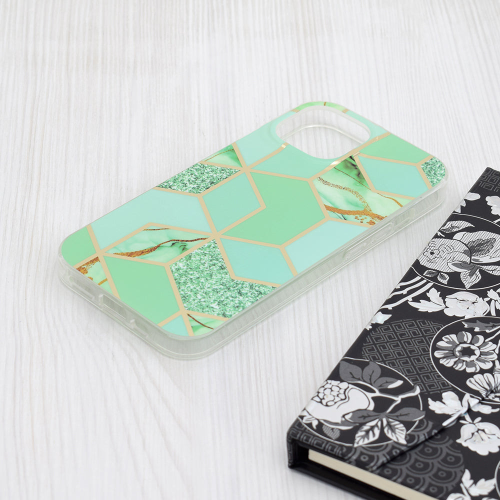 Husa de protectie Techsuit Marble Series compatibil cu iPhone 15, Verde Hex