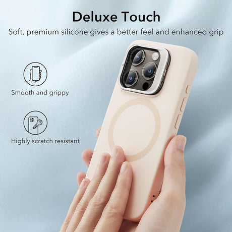 Husa de protectie ESR Cloud Soft HaloLock Kickstand compatibil cu iPhone 15 Pro, Light Tan