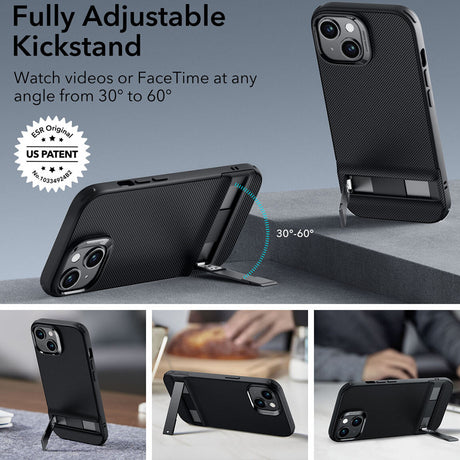 Husa de protectie ESR Air Shield Boost Kickstand compatibil cu iPhone 15 Plus, Translucent Black