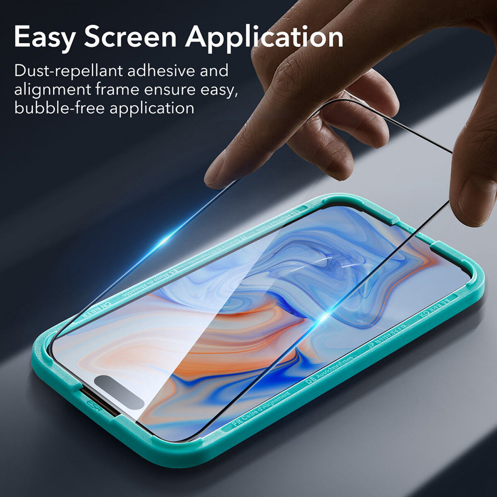 Folie de protectie ESR Tempered Glass compatibil cu iPhone 15, Negru