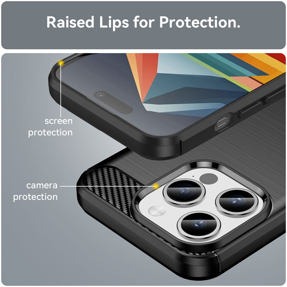 Husa de protectie Techsuit Carbon Silicone compatibil cu iPhone 15 Pro Max, Negru