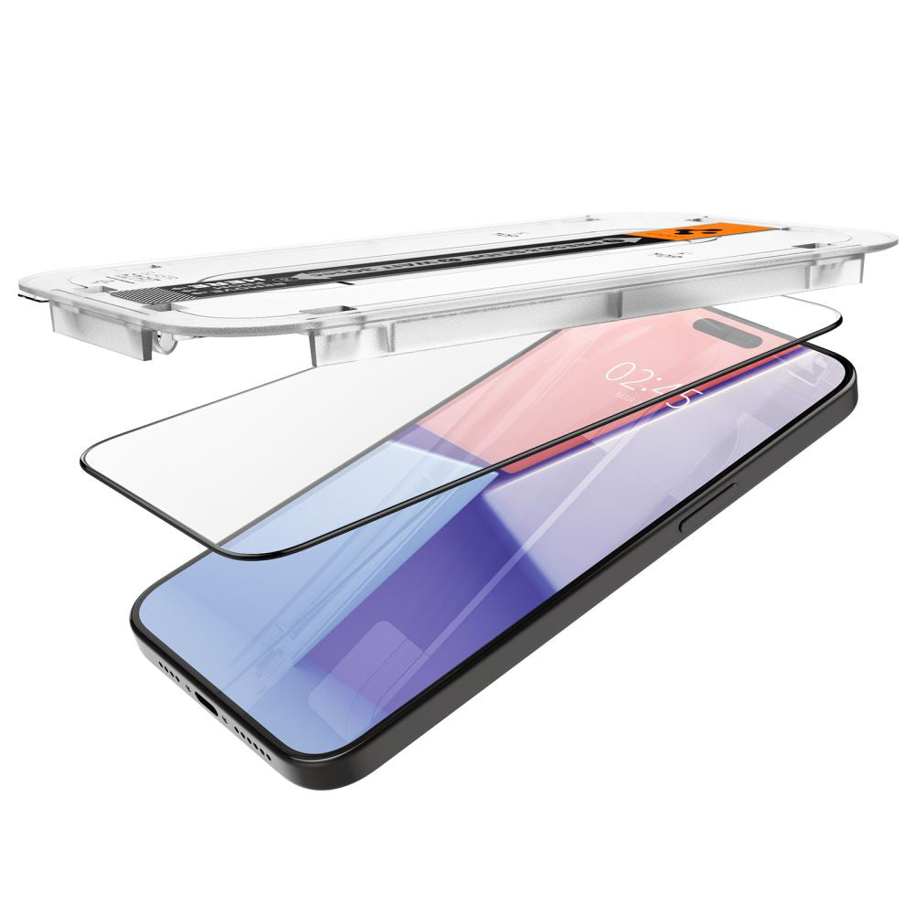 Folie de protectie Spigen Glas.tR EZ-FIT (AGL06879) compatibil cu iPhone 15 Pro Max, Negru