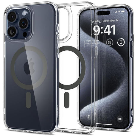 Husă Spigen Ultra Hybrid compatibil MagSafe pentru iPhone 15 Pro Max, gri