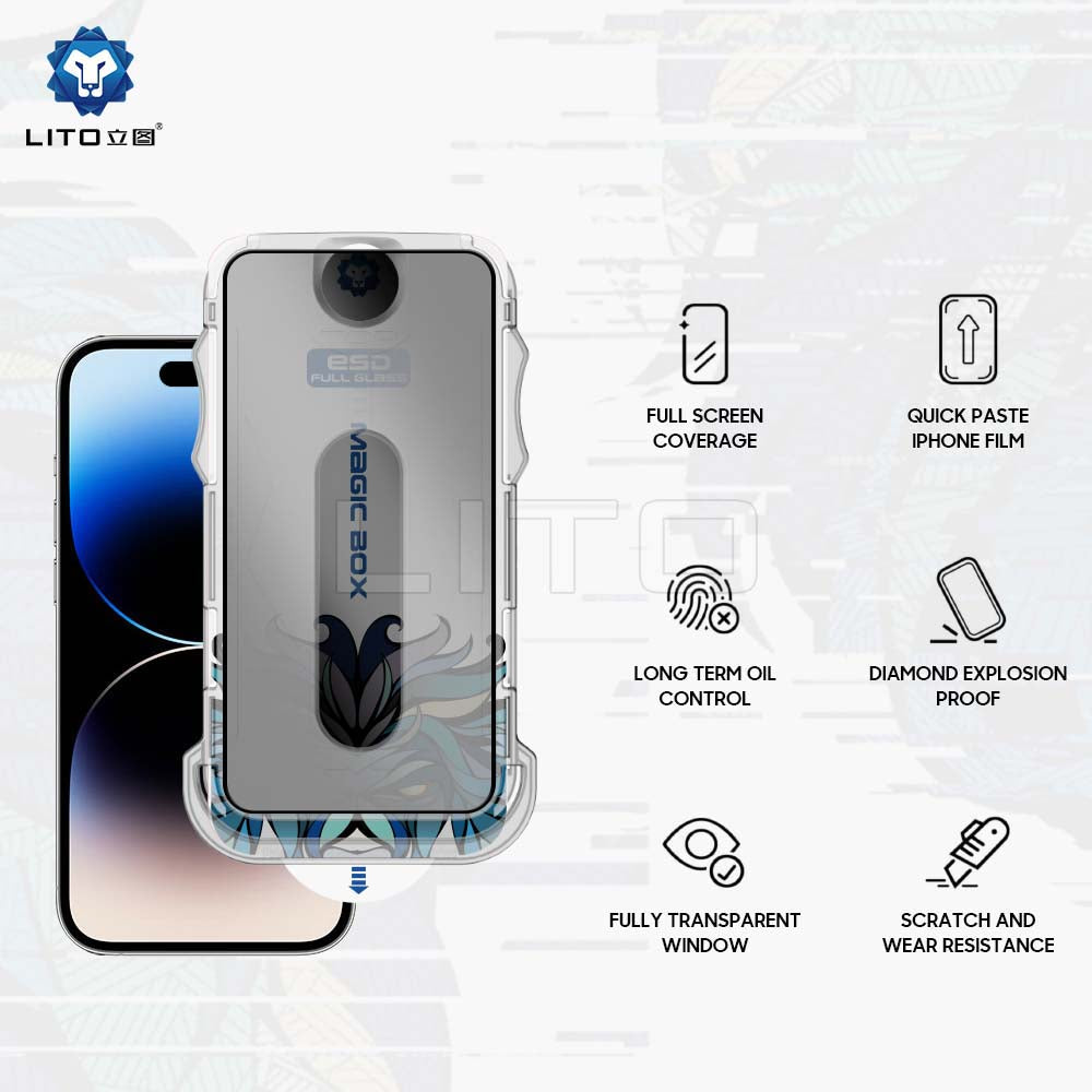 Folie de protectie Lito Magic Glass Box D+ Tools compatibil cu iPhone 16 Plus, Privacy