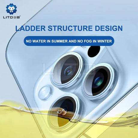 Folie de protectie Lito S+ Camera Glass compatibil cu iPhone 15 Pro / iPhone 15 Pro Max, Albastru Titanium
