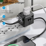 Incarcator Yesido (MC10), 3x USB, Type-C, for Travel, EU, UK, US, AUS, 3.6A, Negru
