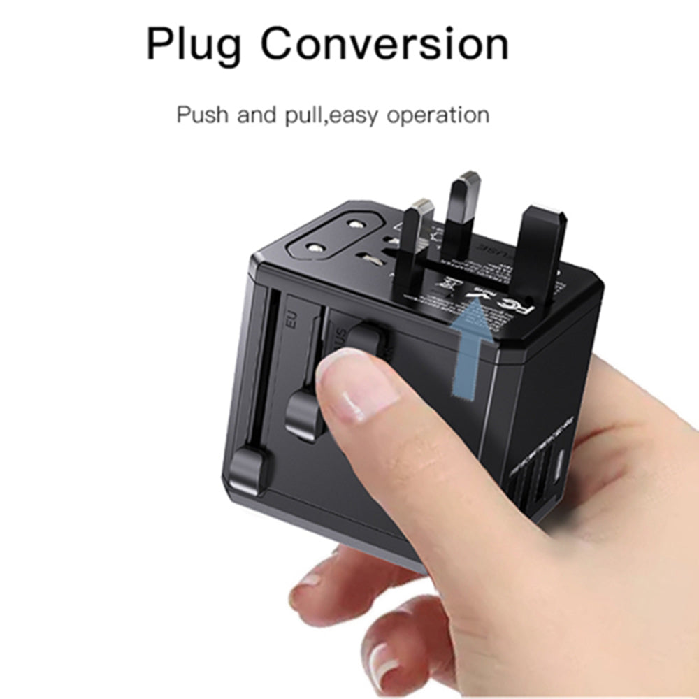 Incarcator Yesido (MC10), 3x USB, Type-C, for Travel, EU, UK, US, AUS, 3.6A, Negru