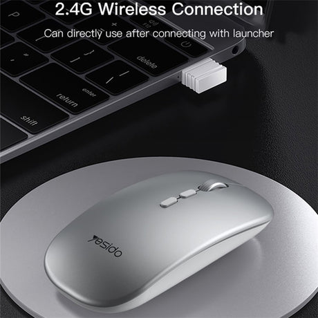 Mouse Yesido (KB15), 800/1200/1600DPI, 2.4G, Argintiu