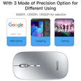 Mouse Yesido (KB15), 800/1200/1600DPI, 2.4G, Argintiu