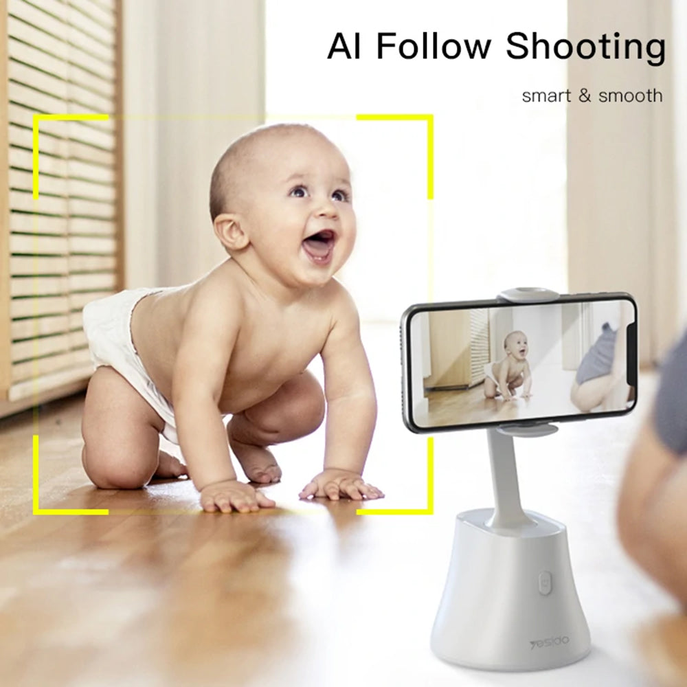 Suport Yesido Selfie Stick (SF10), Stable, Intelligent Face Recognition, 360° Rotation, Negru